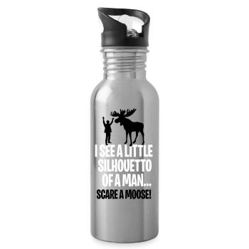 I see a little silhouetto of a man scare a Moose - Gourde avec paille intégrée - argent clair - Droite