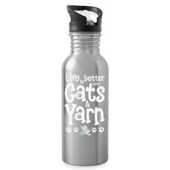 Chat Chats - Gourde avec paille intégrée - argent clair - Droite
