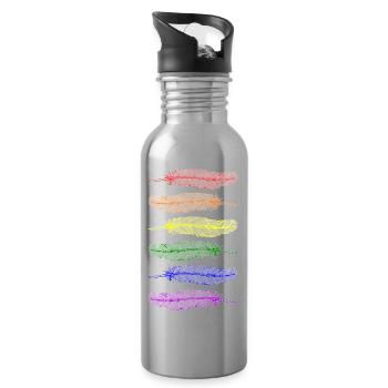 Federn Regenbogen - Trinkflasche mit integriertem Trinkhalm - Lightsilver - Rechts