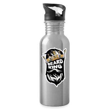 Beard Masculinity Statement Beard Hairstyle Beard Wearer - Water bottle with straw - silver - Right