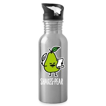 Shakes-Pear, Lustige Shakespeare Wortspiel Birne - Trinkflasche mit integriertem Trinkhalm - Lightsilver - Rechts
