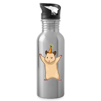 Chapeau de fête d’anniversaire de hamster - Gourde avec paille intégrée - argent clair - Droite