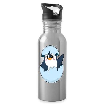 Pinguin Eierschale - Trinkflasche mit integriertem Trinkhalm - Lightsilver - Rechts