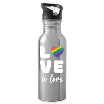 Pride Month - Love is Love - Water bottle with straw - silver - Right