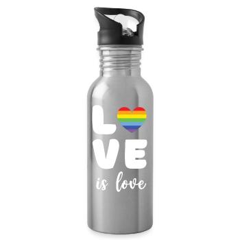 Pride Month - Liebe ist Liebe - Trinkflasche mit integriertem Trinkhalm - Lightsilver - Rechts