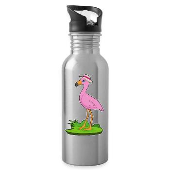 Chapeau de flamant rose - Gourde avec paille intégrée - argent clair - Droite