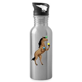 Jongleur de cheval - Gourde avec paille intégrée - argent clair - Droite