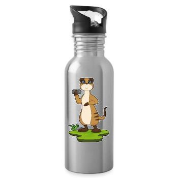 Culturiste avec haltères Suricate - Gourde avec paille intégrée - argent clair - Droite