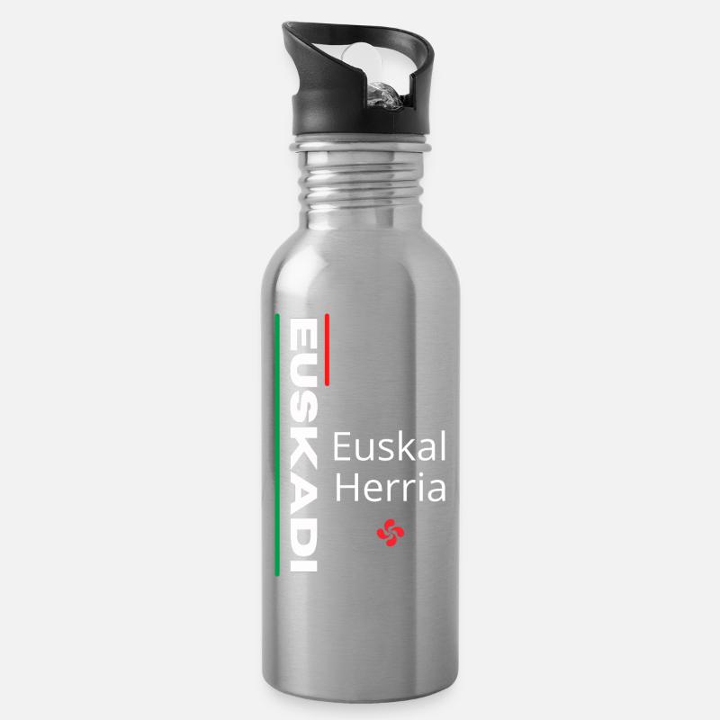 Lebendiges Euskal Herria-Muster - Trinkflasche mit integriertem Trinkhalm - Lightsilver