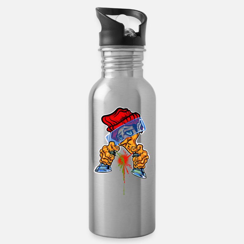 Spray Can Master - Trinkflasche mit integriertem Trinkhalm - Lightsilver