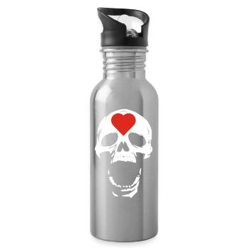 The White Skull and the Heart - Water bottle with straw - silver - Right