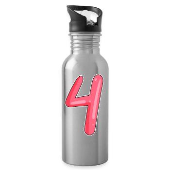 4 - Numéro à quatre chiffres - Gourde avec paille intégrée - argent clair - Droite