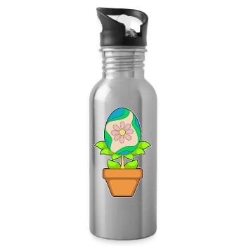 Plantez un œuf de Pâques - Gourde avec paille intégrée - argent clair - Droite