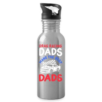 Drag Racing Papa Vatertag - Trinkflasche mit integriertem Trinkhalm - Lightsilver - Rechts