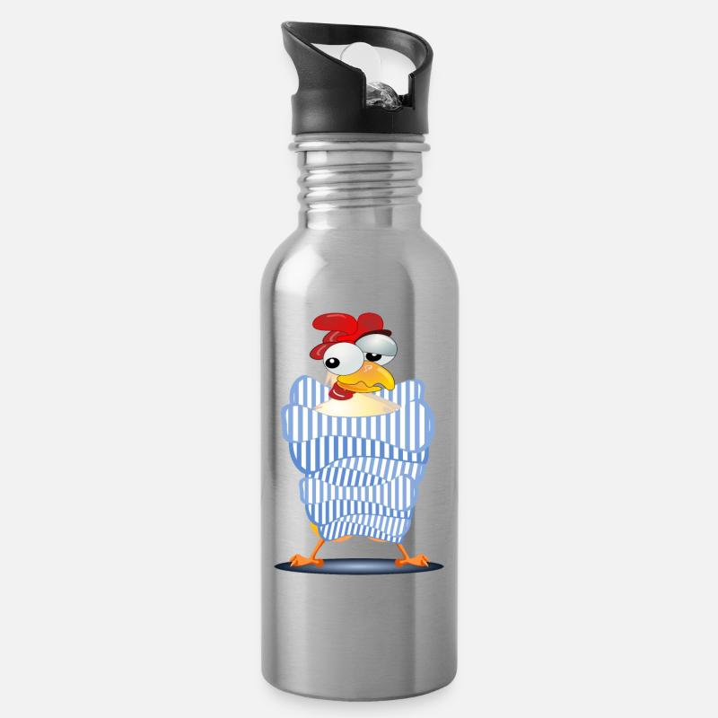 HÜHNER HÜHNERSTALL - HERBST WINTER - Trinkflasche mit integriertem Trinkhalm - Lightsilver