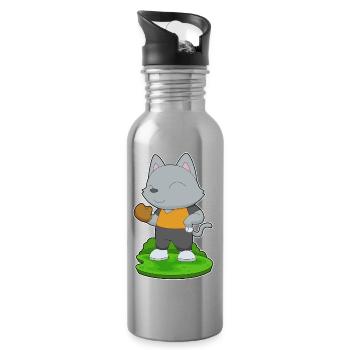 Katze Baseball Baseballhandschuh - Trinkflasche mit integriertem Trinkhalm - Lightsilver - Rechts