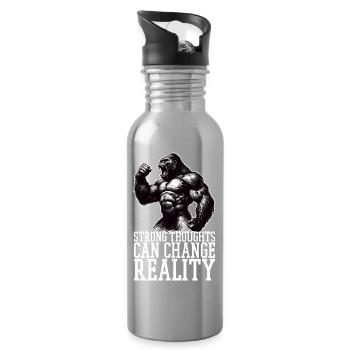 Sarke Thoughts Gorilla Motivational Gift - Water bottle with straw - silver - Right