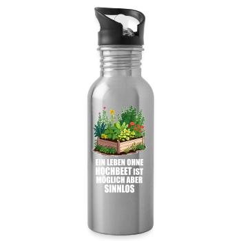 Hobbygärtner, Hochbeet, Garten, Pflanzen, Gemüse - Trinkflasche mit integriertem Trinkhalm - Lightsilver - Rechts