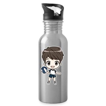 Little Volleyball Player Boy - Water bottle with straw - silver - Right