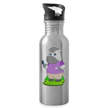 Cheval coiffeur Ciseaux Peigne - Gourde avec paille intégrée - argent clair - Droite