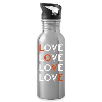 Love / Liebe - Water bottle with straw - silver - Right