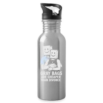Humorvolles graues Taschenpaar Sweatshirt Design - Trinkflasche mit integriertem Trinkhalm - Lightsilver - Rechts