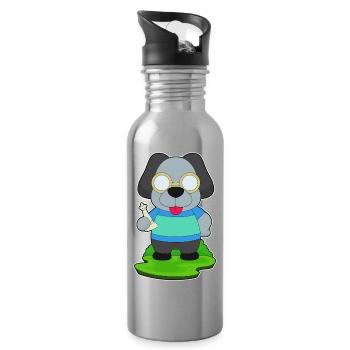 Chien Pièces d’échecs Queen Chess - Gourde avec paille intégrée - argent clair - Droite