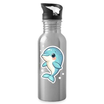Delfin - Trinkflasche mit integriertem Trinkhalm - Lightsilver - Rechts