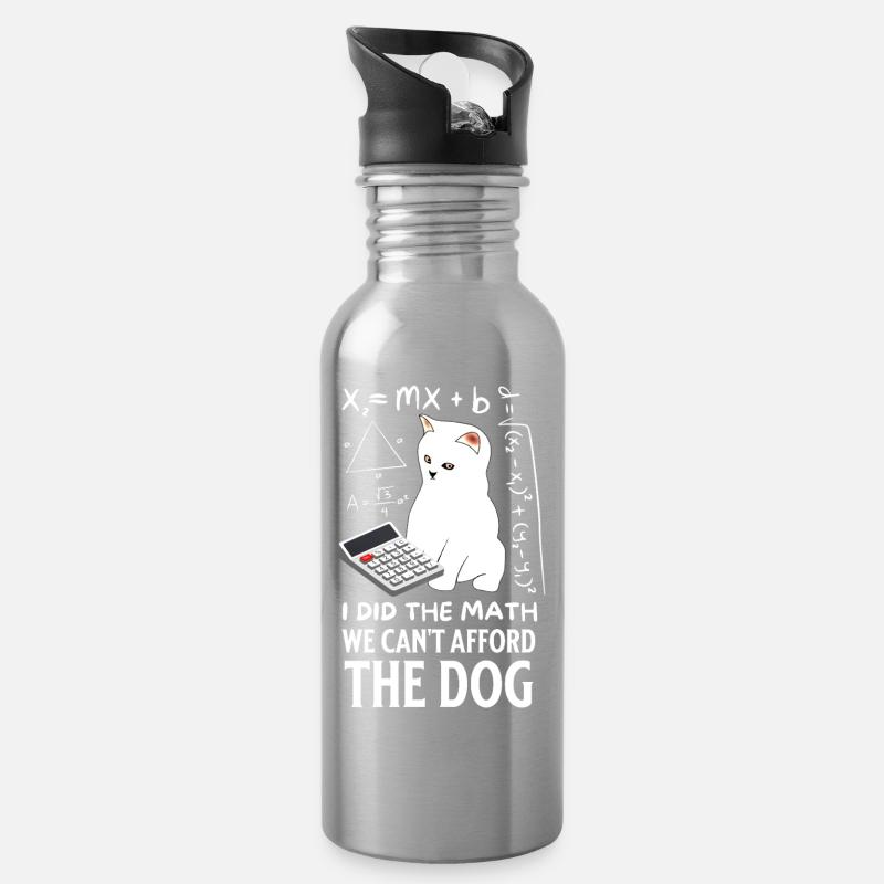 Humorvolles Katzen-Mathe-Design - Trinkflasche mit integriertem Trinkhalm - Lightsilver