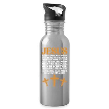 Jesus Christus Gott Bibel Religious Kirche - Trinkflasche mit integriertem Trinkhalm - Lightsilver - Rechts