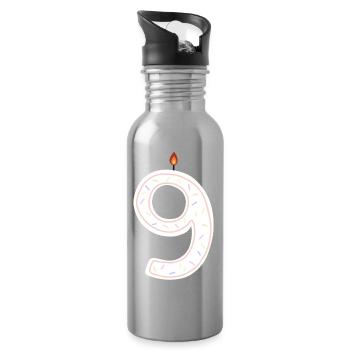 Festlicher Geburtstag Nummer Neun Illustration - Trinkflasche mit integriertem Trinkhalm - Lightsilver - Rechts