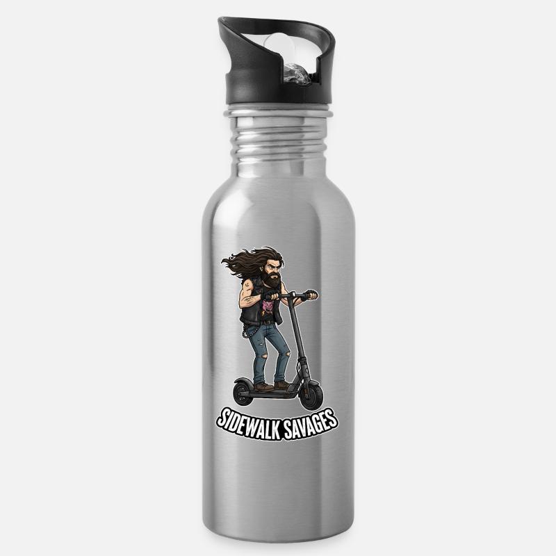 Sidewalk Savages - Trinkflasche mit integriertem Trinkhalm - Lightsilver