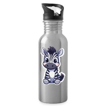 Zebra - Trinkflasche mit integriertem Trinkhalm - Lightsilver - Rechts