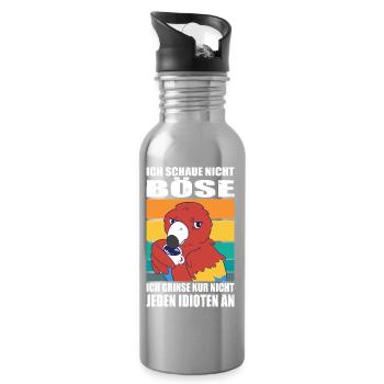 Funny Sayings Fun Outfits Irony Sarcasm - Water bottle with straw - silver - Right