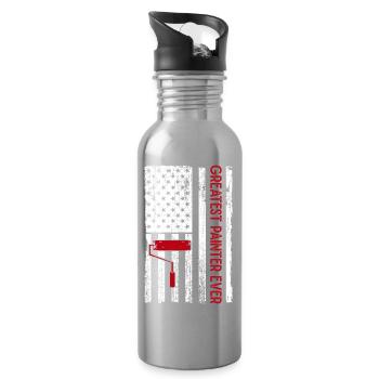 House Painter Hilarious Designs Unique Gifts - Trinkflasche mit integriertem Trinkhalm - Lightsilver - Rechts