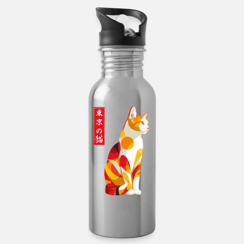 Chat de Tokyo - Gourde avec paille intégrée - argent clair
