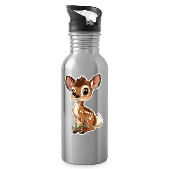 Reh - Trinkflasche mit integriertem Trinkhalm - Lightsilver - Rechts