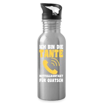 Family motif aunt - Water bottle with straw - silver - Right
