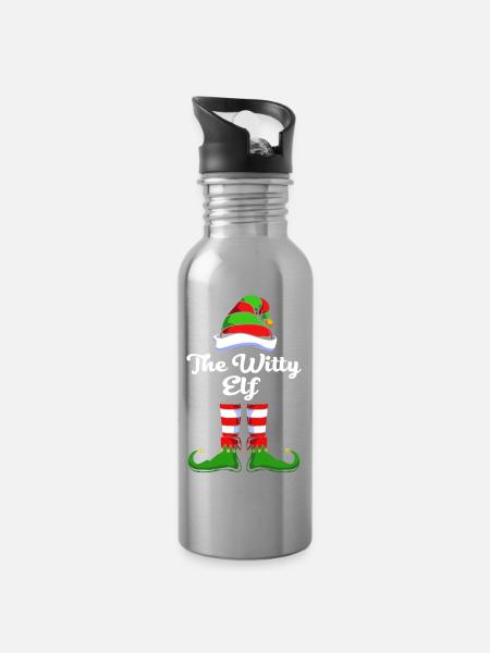 Elfe Elf Weihnachtsgeschenk - Trinkflasche mit integriertem Trinkhalm - Lightsilver