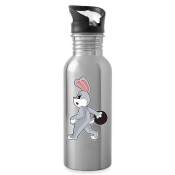 Bunny Bowling Bowling Ball - Water bottle with straw - silver - Right