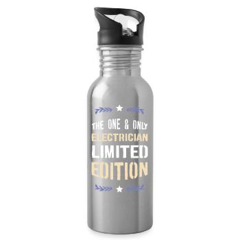 Electrician Limited Edition Lettering - Water bottle with straw - silver - Right