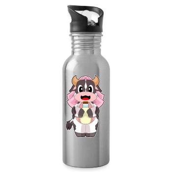 Katze Braut Schleier Hochzeit - Trinkflasche mit integriertem Trinkhalm - Lightsilver - Rechts