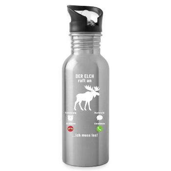 The moose is calling - I have to go - saying - Water bottle with straw - silver - Right