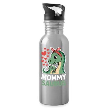  Mommy Saurus Dinosaurier Mama Herzliebe Muttertag - Trinkflasche mit integriertem Trinkhalm - Lightsilver - Rechts