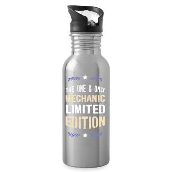 Limitierte Mechaniker Edition - Trinkflasche mit integriertem Trinkhalm - Lightsilver - Rechts