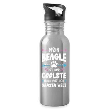 beagle hund spruch - Trinkflasche mit integriertem Trinkhalm - Lightsilver - Rechts