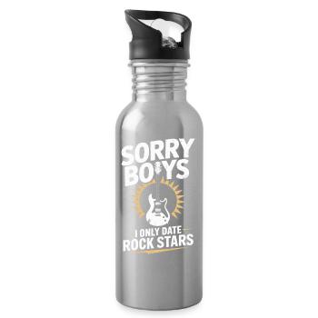 Festival Sorry Boys I Only Date Rock Stars Groupie - Trinkflasche mit integriertem Trinkhalm - Lightsilver - Rechts