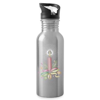 Bunte Weihnachtskerze in filigraner Spitzen-Optik - Trinkflasche mit integriertem Trinkhalm - Lightsilver - Rechts