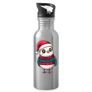 Dove Bird Christmas - Water bottle with straw - silver - Right