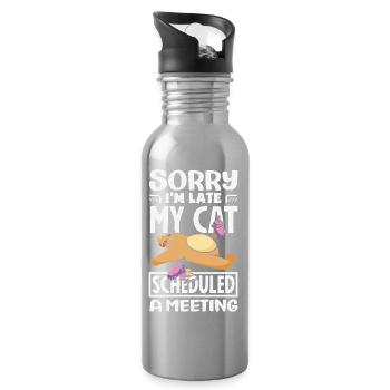 Sorry I'm late. - Water bottle with straw - silver - Right